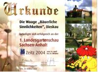 Urkunde Landesgartenschau Zeitz 2004